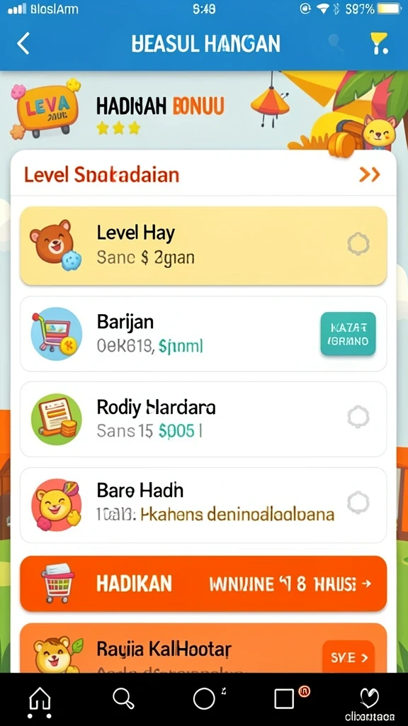 rejeki - Tampilkan karakter unik di setiap level.